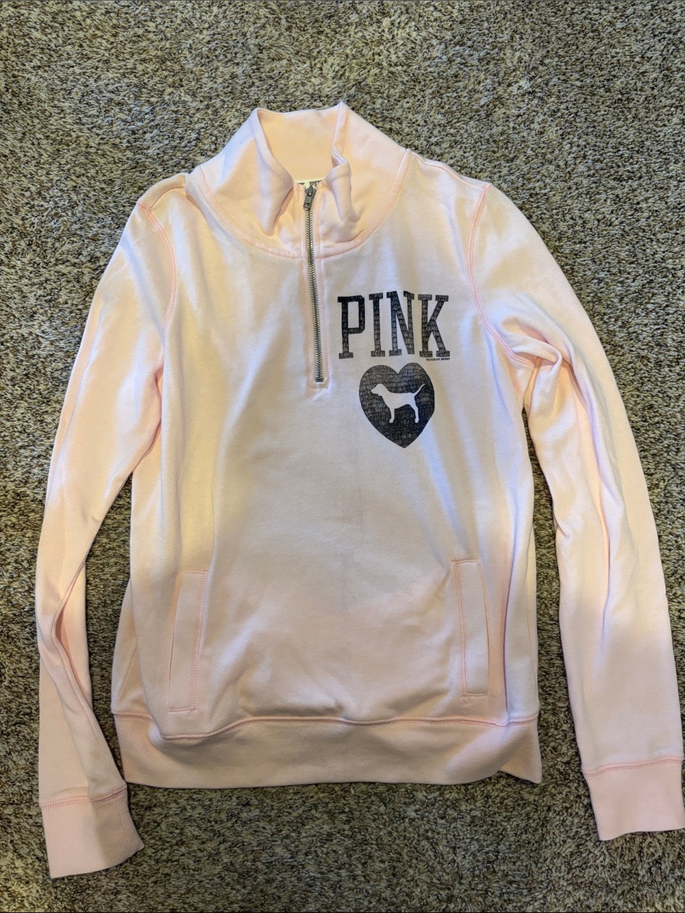 PINK Victoria's Secret Light Pink Half-Zip Pullover Sweatshirt